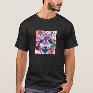 Camiseta El día de San Valentín Love Heart Cute Wolf Girlfr