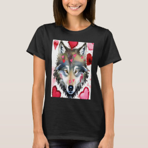 Camiseta El día de San Valentín Love Heart Cute Wolf Girlfr