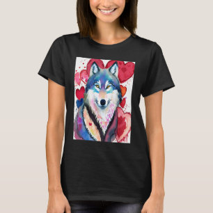 Camiseta El día de San Valentín Love Heart Cute Wolf Girlfr