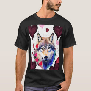 Camiseta El día de San Valentín Love Heart Cute Wolf Girlfr