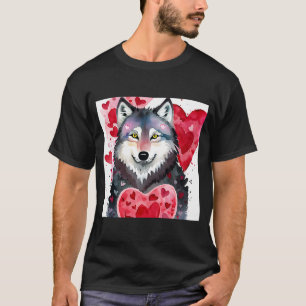 Camiseta El día de San Valentín Love Heart Cute Wolf Girlfr