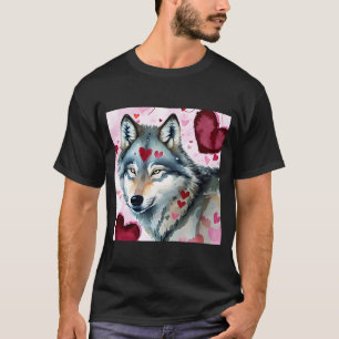 Camiseta El día de San Valentín Love Heart Cute Wolf Girlfr