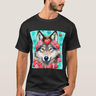 Camiseta El día de San Valentín Love Heart Cute Wolf Girlfr