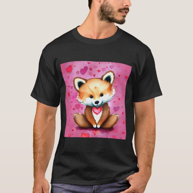 Camiseta El día de San Valentín Love Heart Fox Teddy Girlfr (Anverso)