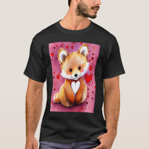 Camiseta El día de San Valentín Love Heart Fox Teddy Girlfr