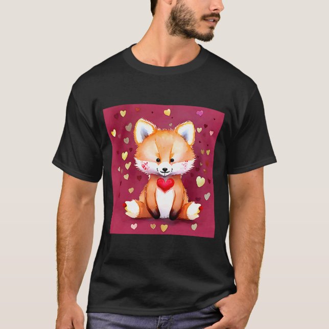 Camiseta El día de San Valentín Love Heart Fox Teddy Girlfr (Anverso)