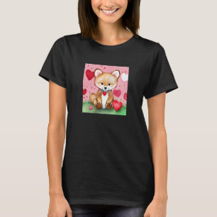 Camiseta El día de San Valentín Love Heart Fox Teddy Girlfr