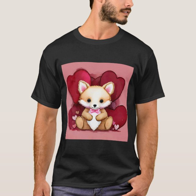 Camiseta El día de San Valentín Love Heart Fox Teddy Girlfr (Anverso)