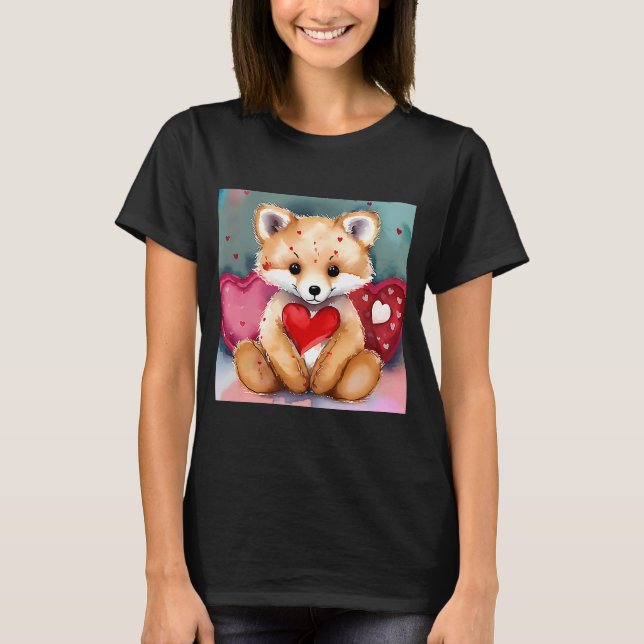 Camiseta El día de San Valentín Love Heart Fox Teddy Girlfr (Anverso)