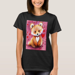 Camiseta El día de San Valentín Love Heart Fox Teddy Girlfr
