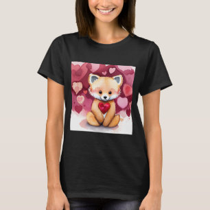 Camiseta El día de San Valentín Love Heart Fox Teddy Girlfr