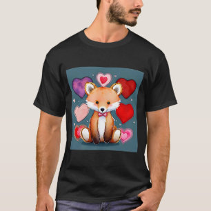 Camiseta El día de San Valentín Love Heart Fox Teddy Girlfr