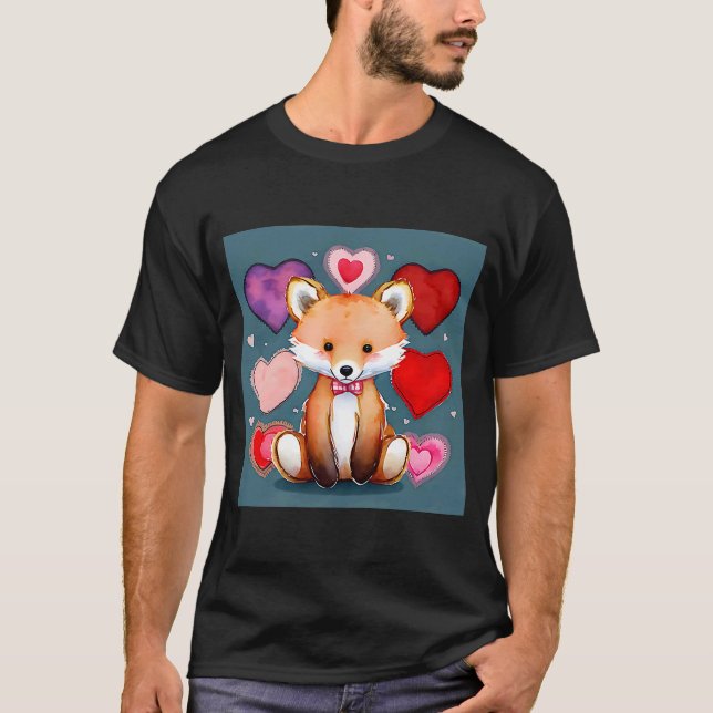 Camiseta El día de San Valentín Love Heart Fox Teddy Girlfr (Anverso)