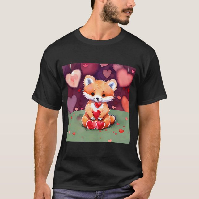 Camiseta El día de San Valentín Love Heart Fox Teddy Girlfr (Anverso)
