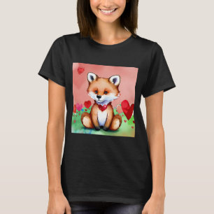 Camiseta El día de San Valentín Love Heart Fox Teddy Girlfr