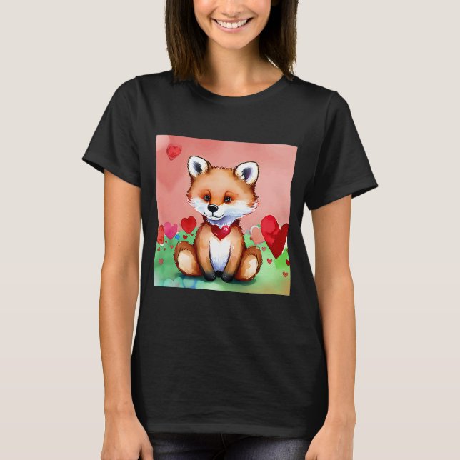 Camiseta El día de San Valentín Love Heart Fox Teddy Girlfr (Anverso)