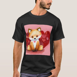 Camiseta El día de San Valentín Love Heart Fox Teddy Girlfr