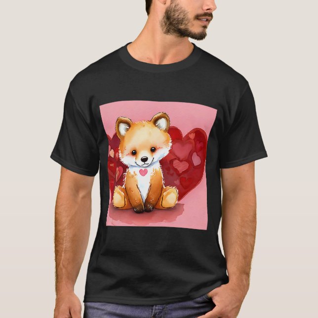 Camiseta El día de San Valentín Love Heart Fox Teddy Girlfr (Anverso)