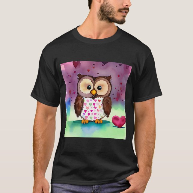 Camiseta El día de San Valentín Love Heart Owl Teddy Girlfr (Anverso)