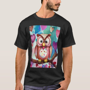 Camiseta El día de San Valentín Love Heart Owl Teddy Girlfr