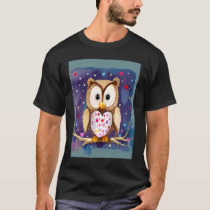 Camiseta El día de San Valentín Love Heart Owl Teddy Girlfr