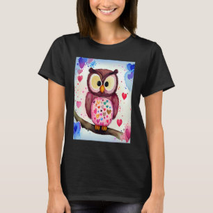 Camiseta El día de San Valentín Love Heart Owl Teddy Girlfr