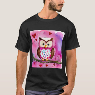 Camiseta El día de San Valentín Love Heart Owl Teddy Girlfr