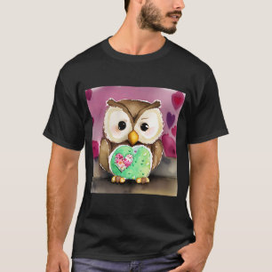 Camiseta El día de San Valentín Love Heart Owl Teddy Girlfr