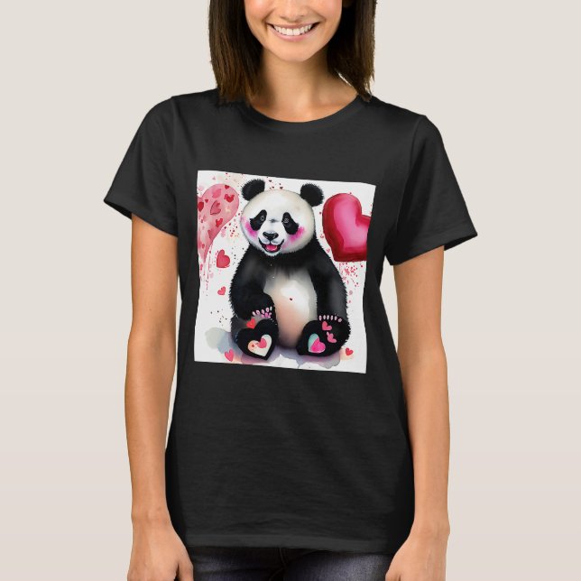 Camiseta El día de San Valentín Love Heart Panda Girlfriend (Anverso)