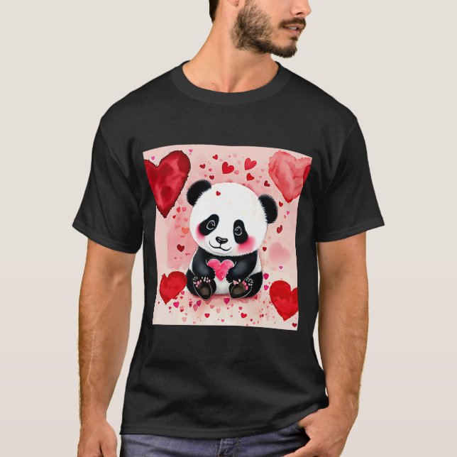 Camiseta El día de San Valentín Love Heart Panda Girlfriend (Anverso)