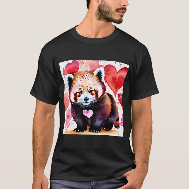 Camiseta El día de San Valentín Love Heart Red Panda Girlfr (Anverso)