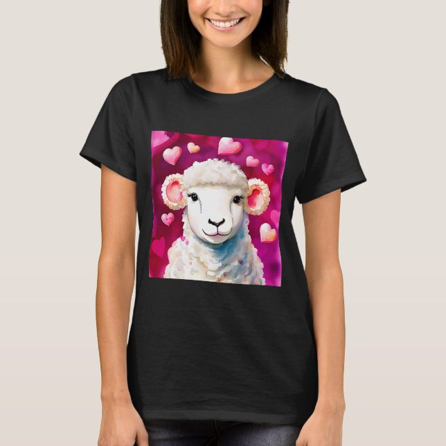 Camiseta El día de San Valentín Love Heart Sheep Girlfriend (Anverso)