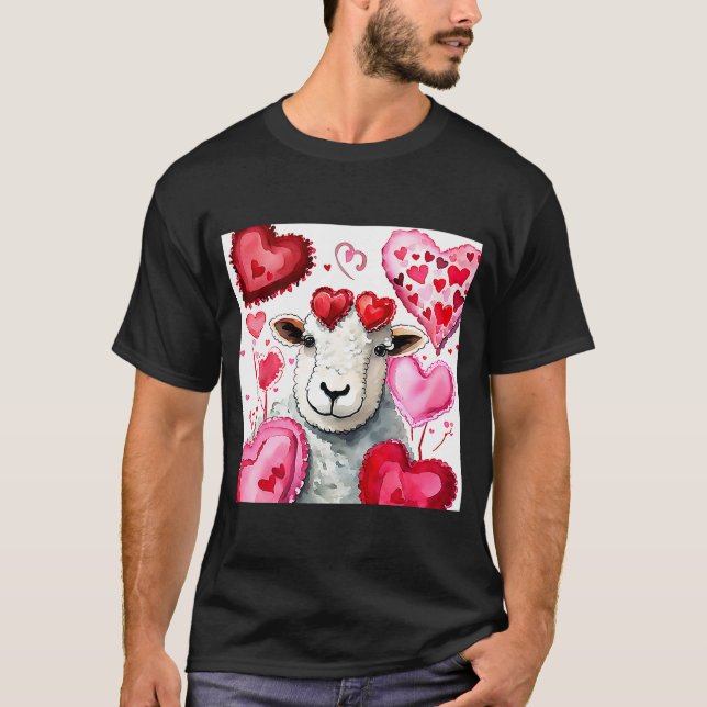 Camiseta El día de San Valentín Love Heart Sheep Girlfriend (Anverso)