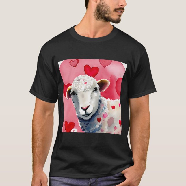 Camiseta El día de San Valentín Love Heart Sheep Girlfriend (Anverso)