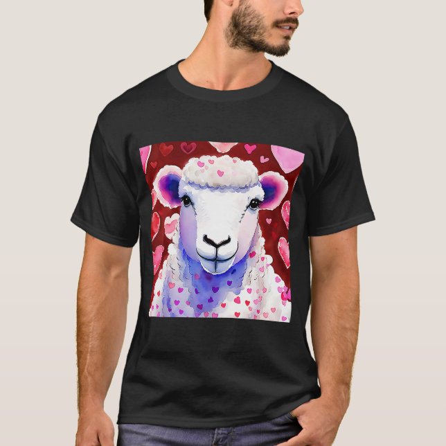 Camiseta El día de San Valentín Love Heart Sheep Girlfriend (Anverso)