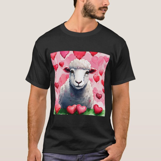 Camiseta El día de San Valentín Love Heart Sheep Girlfriend (Anverso)