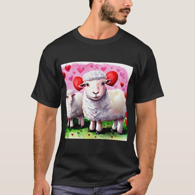 Camiseta El día de San Valentín Love Heart Sheep Girlfriend (Anverso)