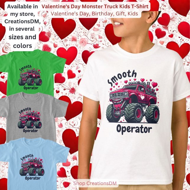 Camiseta El día de San Valentín Monster Truck Kids (Subido por el creador)