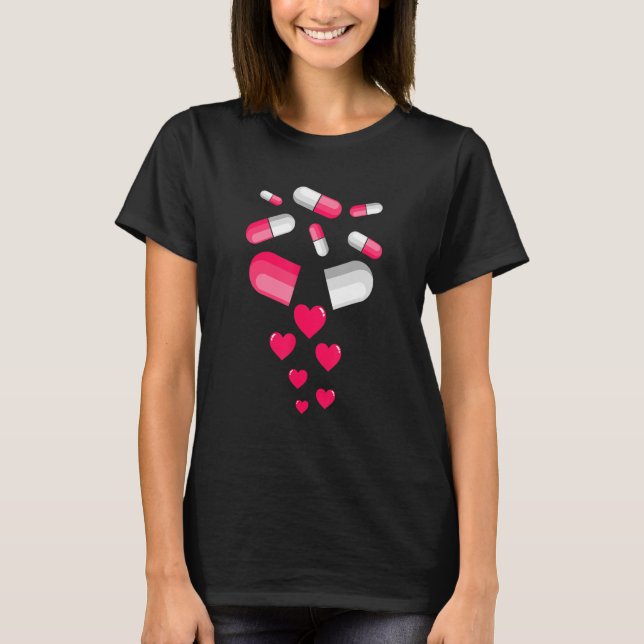 Camiseta El día de San Valentín Pills Heart Cute Heart Medi (Anverso)