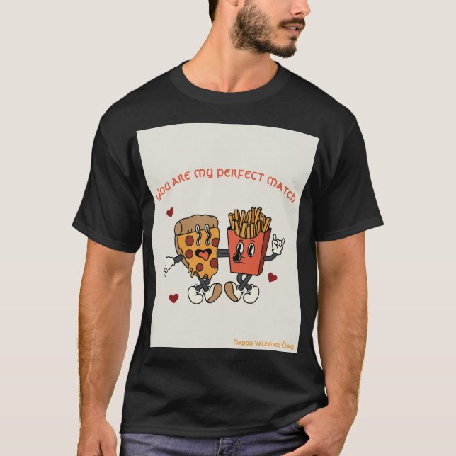 Camiseta El día de San Valentín "Pizza y papa frita" (Anverso)