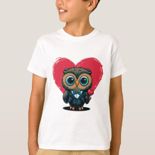 Camiseta El día de San Valentín Romance con Adorable Owl Gr