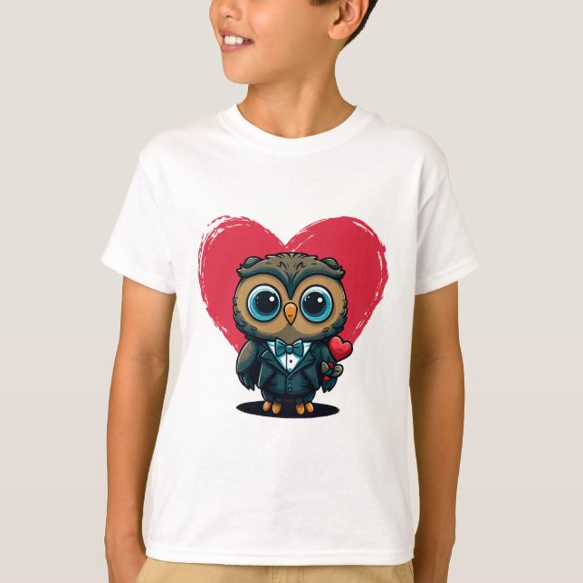 Camiseta El día de San Valentín Romance con Adorable Owl Gr (Anverso)