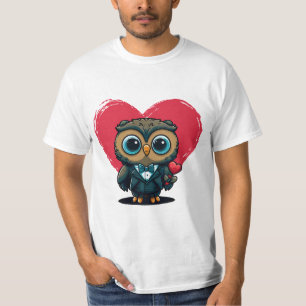 Camiseta El día de San Valentín Romance con Adorable Owl Gr