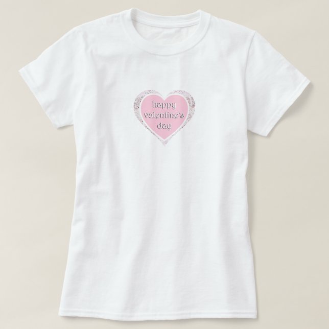 Camiseta El día de San Valentín rosa y encaje (Diseño del anverso)