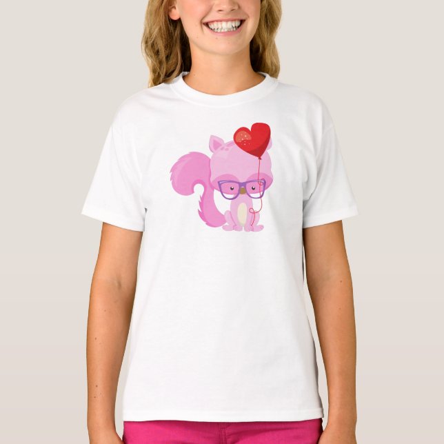 Camiseta El día de San Valentín Squirrel, ardilla rosa, gaf (Anverso)