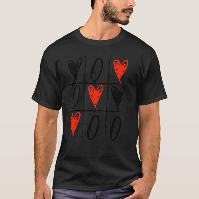 Camiseta El día de San Valentín Tic Tac Toe Heart (Anverso)
