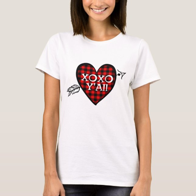 Camiseta El día de San Valentín TRed Búfalo Tocado Corazón  (Anverso)