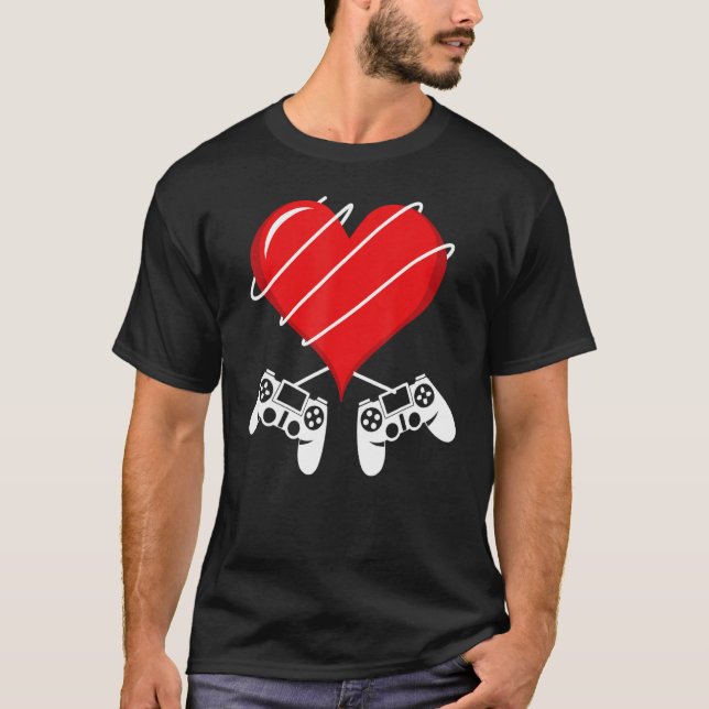 Camiseta El día de San Valentín Video Game Controller Heart (Anverso)