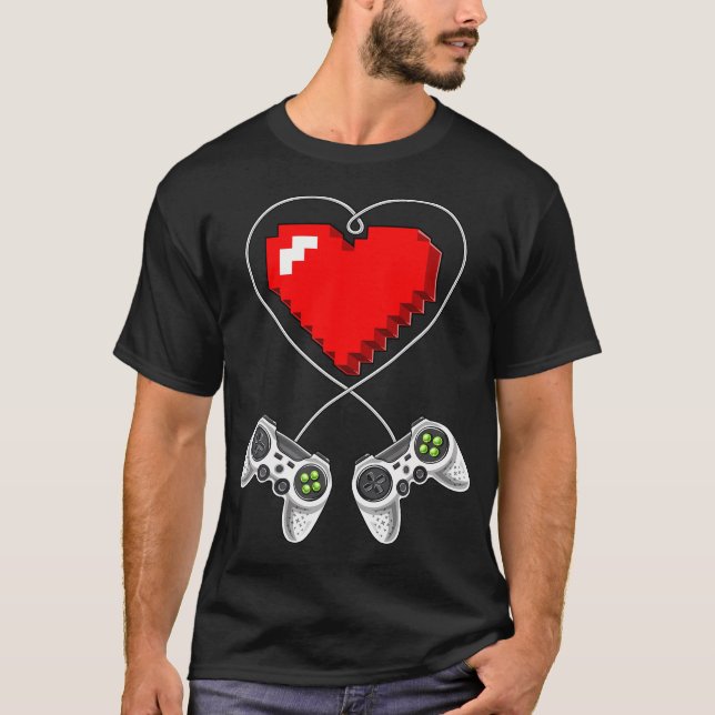 Camiseta El día de San Valentín Video Game Controller Heart (Anverso)