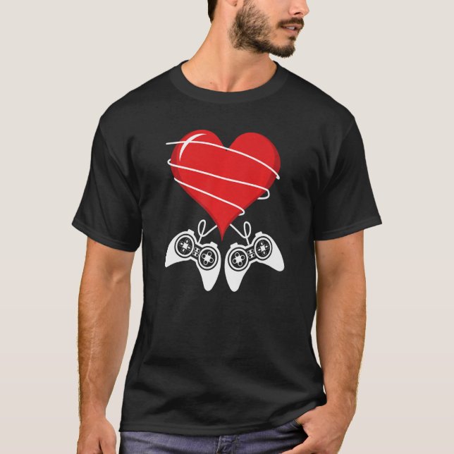 Camiseta El día de San Valentín Video Game Controller Heart (Anverso)